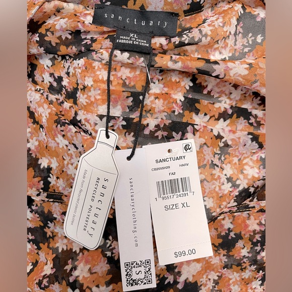 NWT Sanctuary Floral Pin Tuck Blouse sz XL - Picture 9 of 10